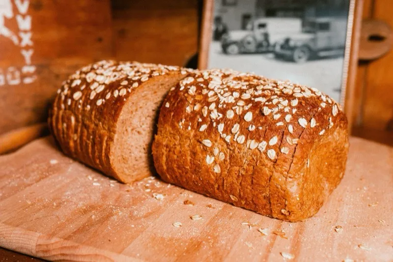 Oat-topped loaf, sliced